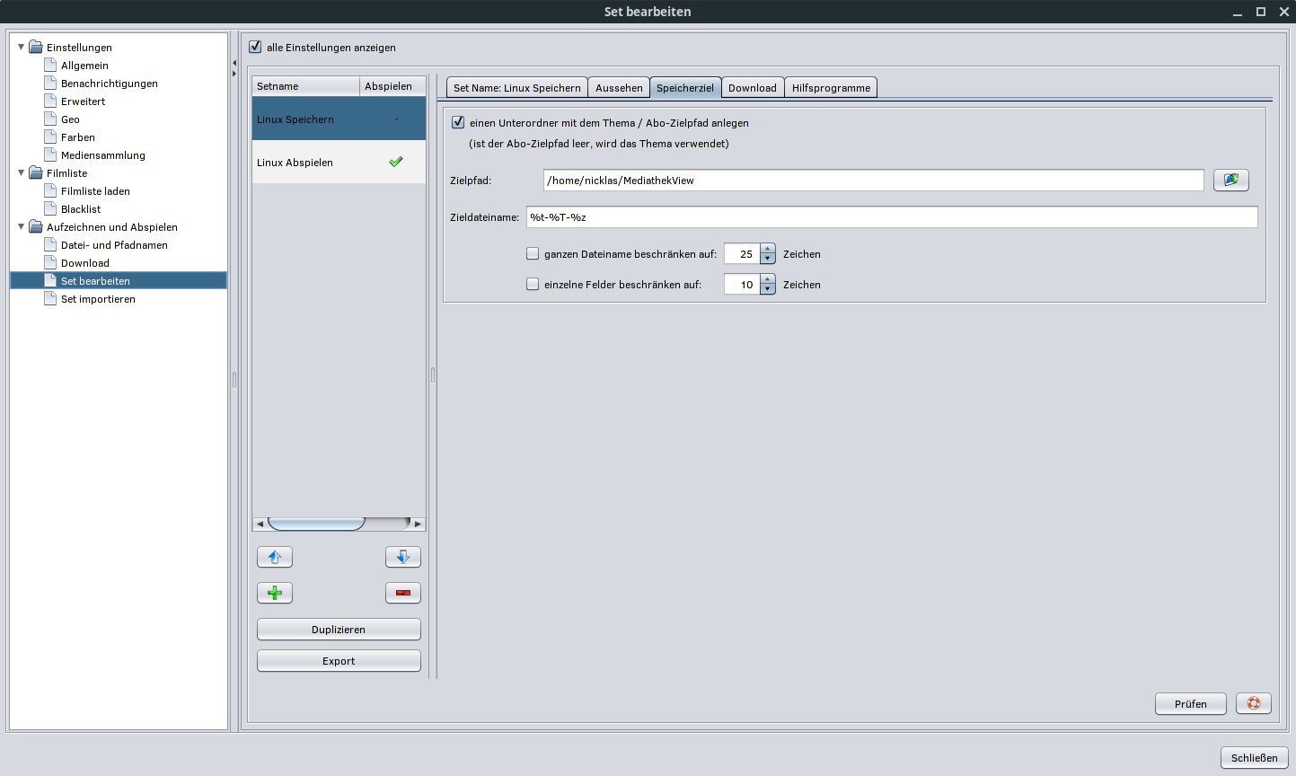 MV Set Beispiel speichern