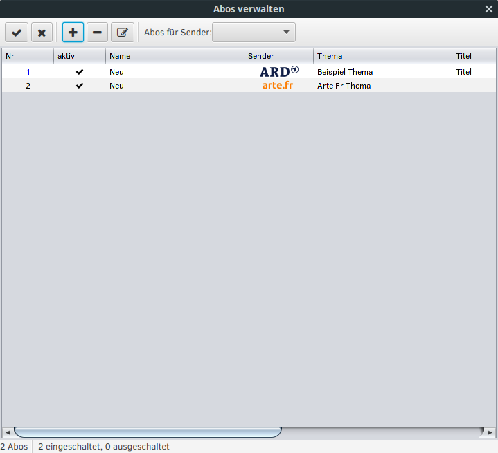 MediathekView Abo Fenster