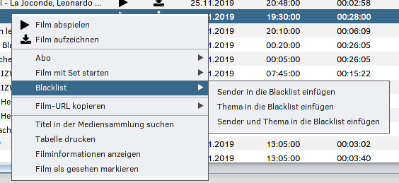 MediathekView Blacklist Eintrag